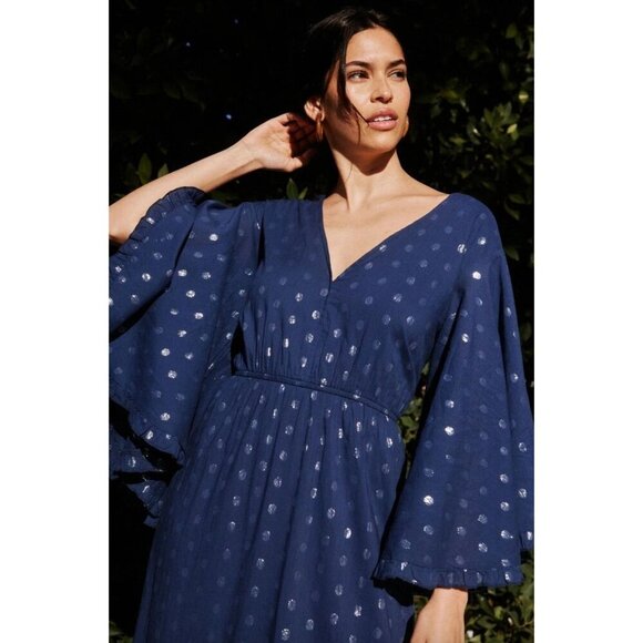 PQ Swim Amber Metallic Maxi Dress Sapphire Blue Silver Womens Size XS/S - Picture 3 of 9